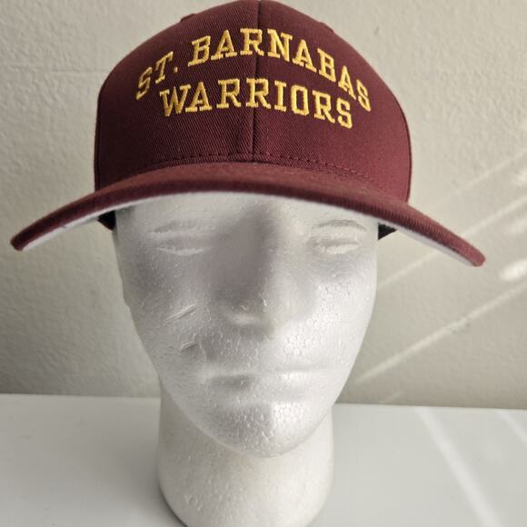 St Barnabas Warriors Yupoong Fitted Hat Cap‎ Red Small Medium Flexfit 6 Panel - Picture 2 of 8